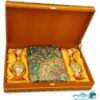 ست هدیه جفت گلدان 20 خاتم کاری اعلاء و رومیزی ترمه به همراه جعبه هدیه