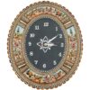 ساعت دیواری خاتمکاری طرح اسب و شکار در قاب بیضی