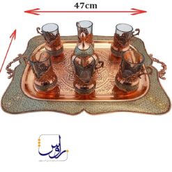 سرویس چای خوری با سینی هشت نفره مس و خاتم