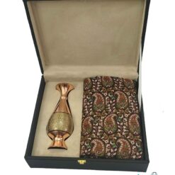 ست هدیه گلدان خاتم کاری اعلاء و رومیزی ترمه به همراه جعبه هدیه