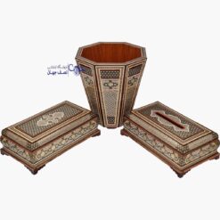 ست جای دستمال سطل وکارد چنگال خاتم کاری اعلا کدkm26